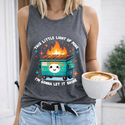 This Stylish Features a of the Letters and Cartoon Of Women's Color Cotton Tank Top in Gray