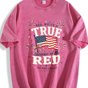 Red White and True Patriotic Vintage Washed T-Shirt in Red
