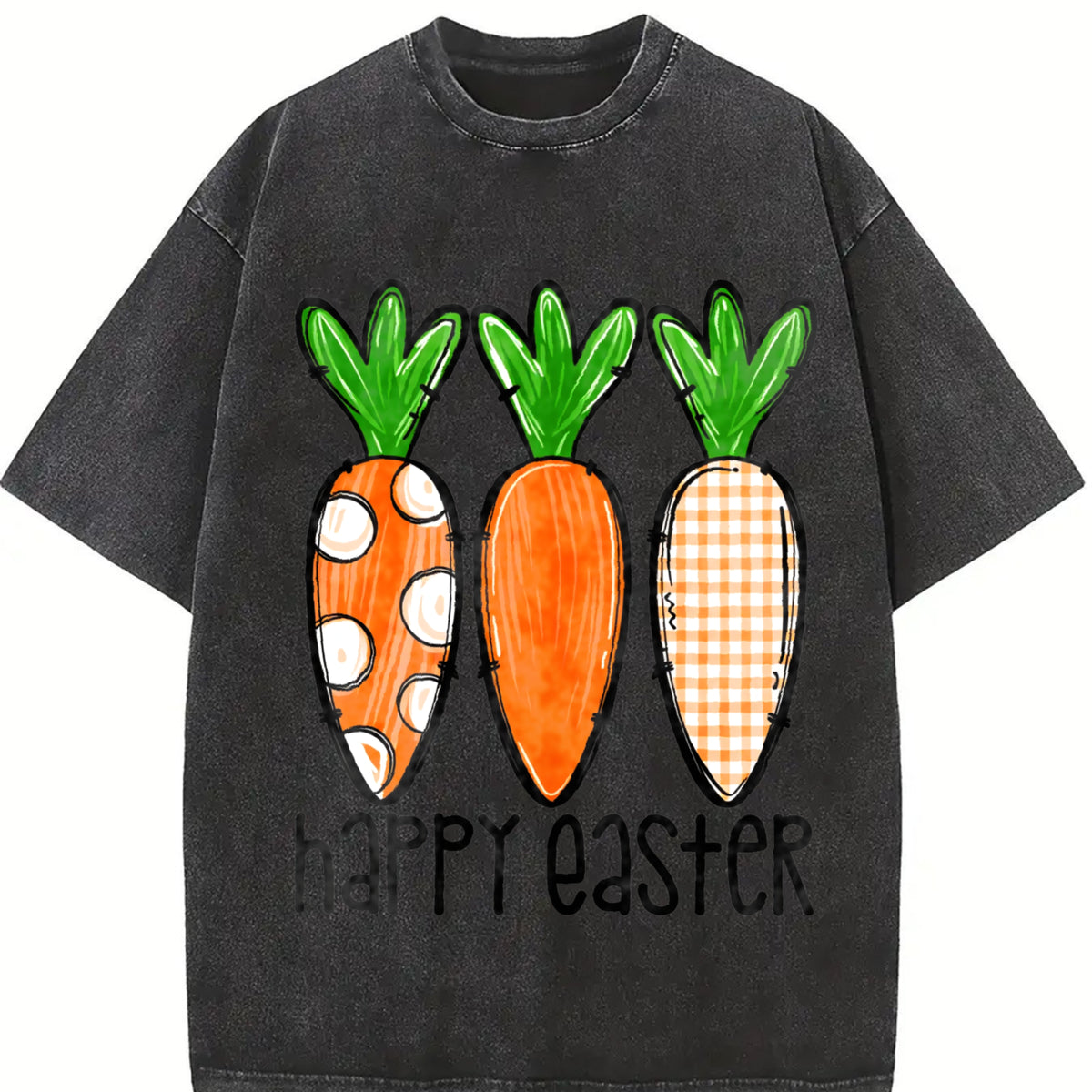 Happy Easter Vintage Washed T-Shirt in Black