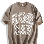 Checkered Game Day Vintage Washed T-Shirt in Brown