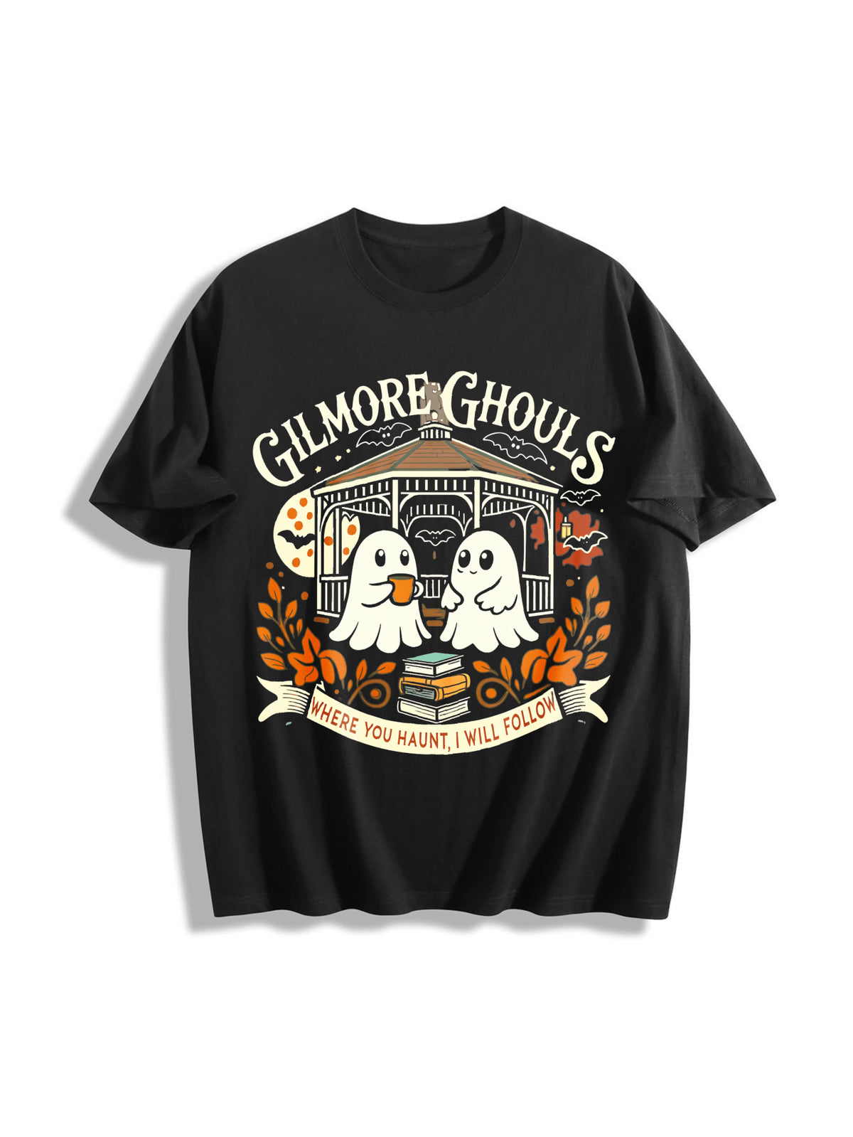 Gilmore Ghouls Halloween Fall Vibes Cotton T-Shirt in Black