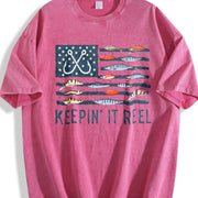 Keepin' It Reel Flag Vintage Washed T-Shirt in Red