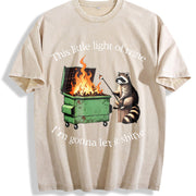 This Little light of mine I'm gonna let it shine Raccoon vintage washed oversized T-shirt in Beige