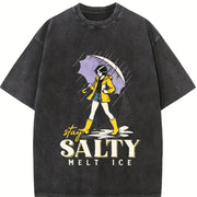 No Ice Stay Salty Melt ICE Pro Immigration vintage washed oversized T-shirt in Black