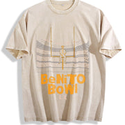 Benito Bowl Halftime Show 2026 Game Day Outfit vintage washed oversized T-shirt in Beige