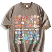 Celebrate Minds of All Kinds Vintage Washed T-Shirt in Brown