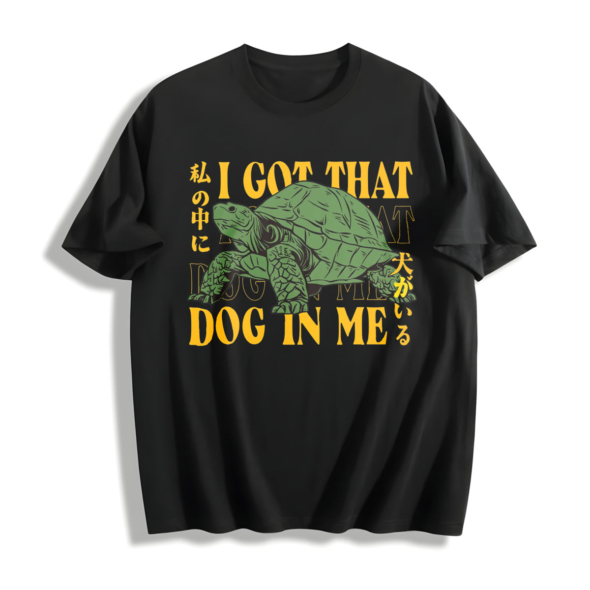 Turtle I Got That Dog in Me Cotton T-Shirt in Black