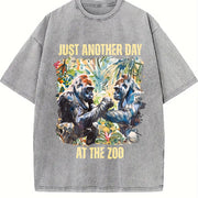 Just Another Day at the Zoo Vintage Washed T-Shirt in Gray