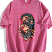 Hot-Blooded Anime2 Attack on Titan Eren Jaeger Manga vintage washed oversized T-shirt in Red