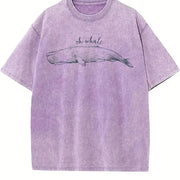 Minimalist Beach Meme Vintage Washed T-Shirt in Purple