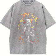 Y2K Dark Fantasy Knight Vintage Washed T-Shirt in Gray
