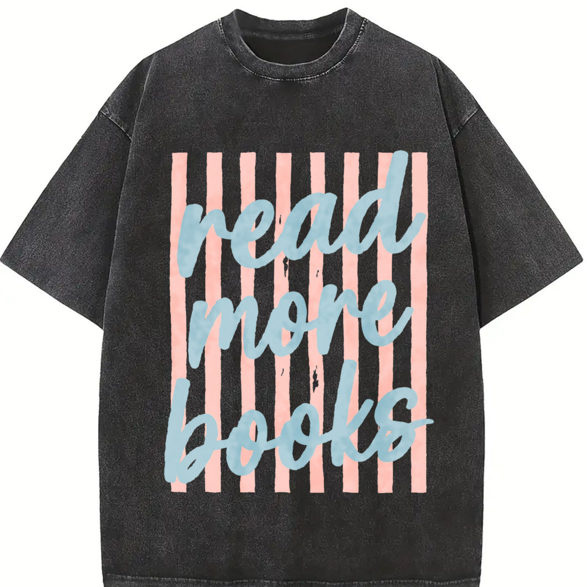 Read More Books Retro Bars Teacher Librarian Reader Vintage Washed T-Shirt in Black
