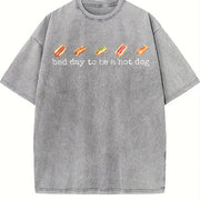 Bad Day to Be a Hotdog Vintage Washed T-Shirt in Gray