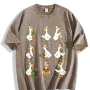 Cute Goose Gardening Vintage Washed T-Shirt in Brown