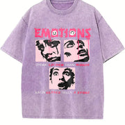 Distressed Stylish Vintage Washed T-Shirt in Purple