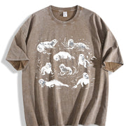 Coastal 90s Seals Ocean Animal Vintage Washed T-Shirt in Brown