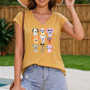 Nine Dogs in Sunglasses Women's Color Cotton Tank Top in Yellow