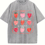 First Grade Teacher Vintage Washed T-Shirt in Gray