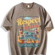 Momma Ducks and Babies Respect the Locals Vintage Washed T-Shirt in Brown