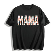 Luokeren Floral MAMA Cotton T-Shirt in Black