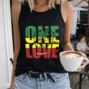 ONE LOVE Letters Vest Women's Color Cotton Tank Top in Black