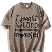 I Sought the Lord He Answered Vintage Washed T-Shirt in Brown