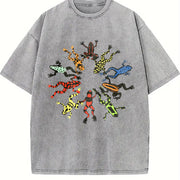 Dancing Frog Feast Vintage Washed T-Shirt in Gray