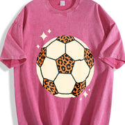 Leopard Soccer Ball Vintage Washed T-Shirt in Red