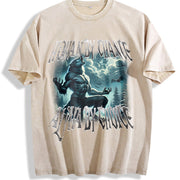 Human by Chance Alpha by Choice Wolf Vintage Washed T-Shirt in Beige