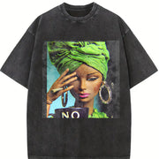 No Mug Headwrap Glam Doll Vintage Washed T-Shirt in Black