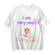 Eepy Cat Meme Cotton T-Shirt in White