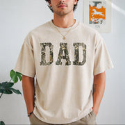 Custom Moss Dad Camo Hunting Dad Vintage Washed T-Shirt in Beige