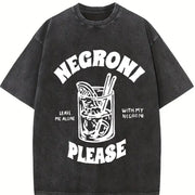 1 Pcs Heavy Adorable Vintage Washed T-Shirt in Black
