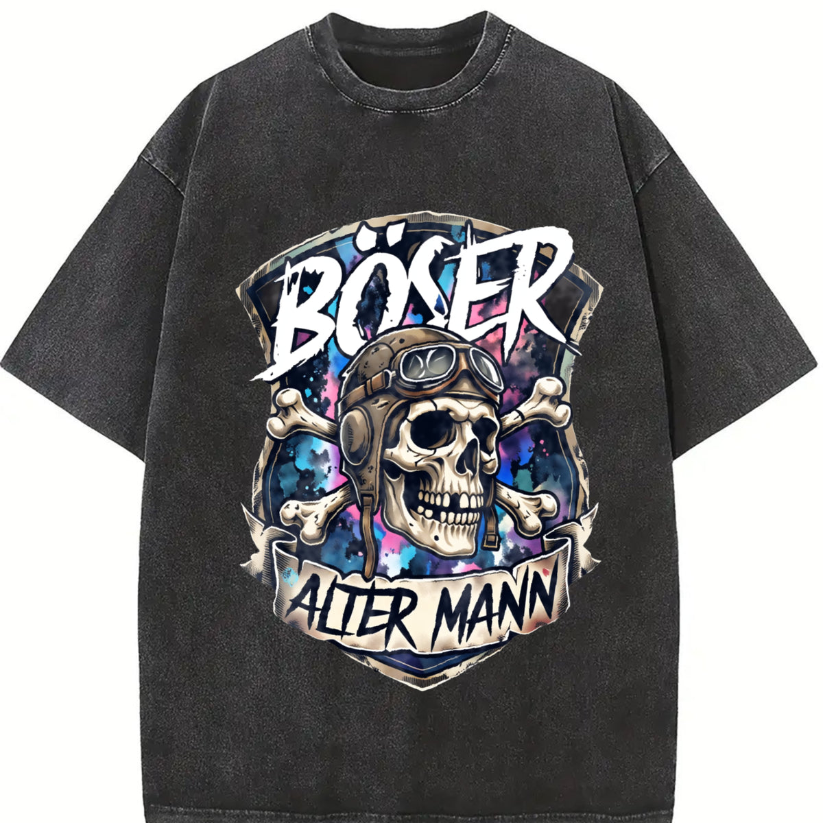 Boxer Skull Vintage Washed T-Shirt in Black