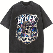 Boxer Skull Vintage Washed T-Shirt in Black