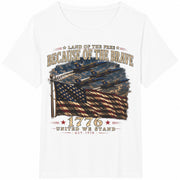 Because of the Brave 1776 Flag Cotton T-Shirt in White