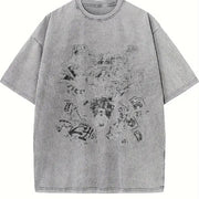 Rich Graffiti Blindfolded Black Vintage Washed T-Shirt in Gray
