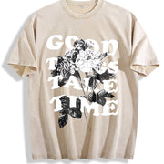 1 Pcs Heavy Adorable Vintage Washed T-Shirt in Beige