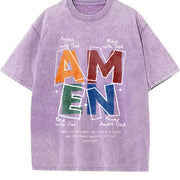 AMEN Agree With God Move With God vintage washed oversized T-shirt in Purple