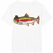 Cowboy Trout; Cowboy Hat Fish Fisherman Yallternative Cotton T-Shirt in White