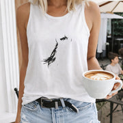 Feather Women's Color Cotton Tank Top in White
