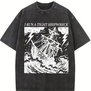 I Run a Tight Shipwreck Vintage Washed T-Shirt in Black