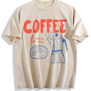 Coffee Club Coffee Lover Vintage Washed T-Shirt in Beige