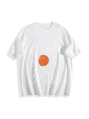 Retro Sunburst Cotton T-Shirt in White