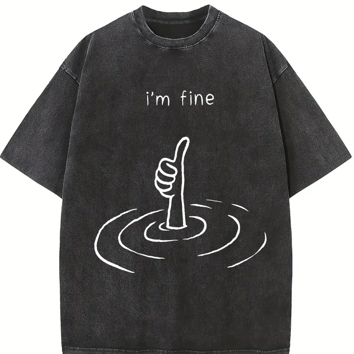 I'm Fine Sarcastic Humor Vintage Washed T-Shirt in Black