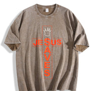 Jesus Saves High-qualitybatik Regular Vintage Washed T-Shirt in Brown