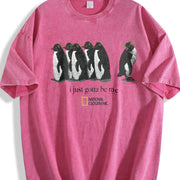 I Just Gotta Be Me Penguins Vintage Washed T-Shirt in Red
