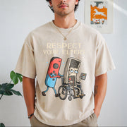 Respect Your Elders Vintage Washed T-Shirt in Beige