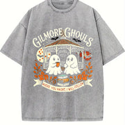 Gilmore Ghouls Halloween Fall Vibes Vintage Washed T-Shirt in Gray
