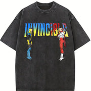 Retro Invincible Mark Grayson & Omni-man Battle Vintage Washed T-Shirt in Black